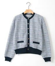 ZMSGE14150 al'aise modulation(アレーズモジュレーション) 【洗える】MIXファンシーツイードカーディガン ライトブルー