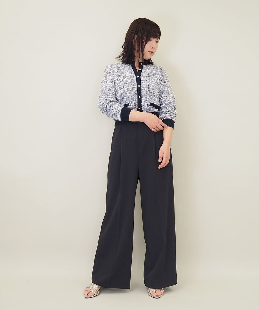 ZMSGE14150 al'aise modulation(アレーズモジュレーション) 【洗える】MIXファンシーツイードカーディガン ライトブルー