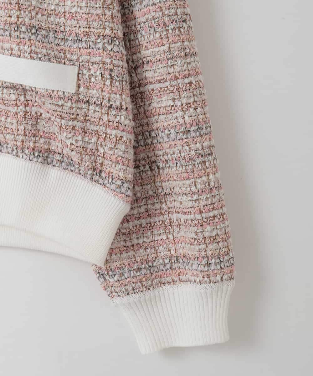 ZMSGE14150 al'aise modulation(アレーズモジュレーション) 【洗える】MIXファンシーツイードカーディガン ピンク