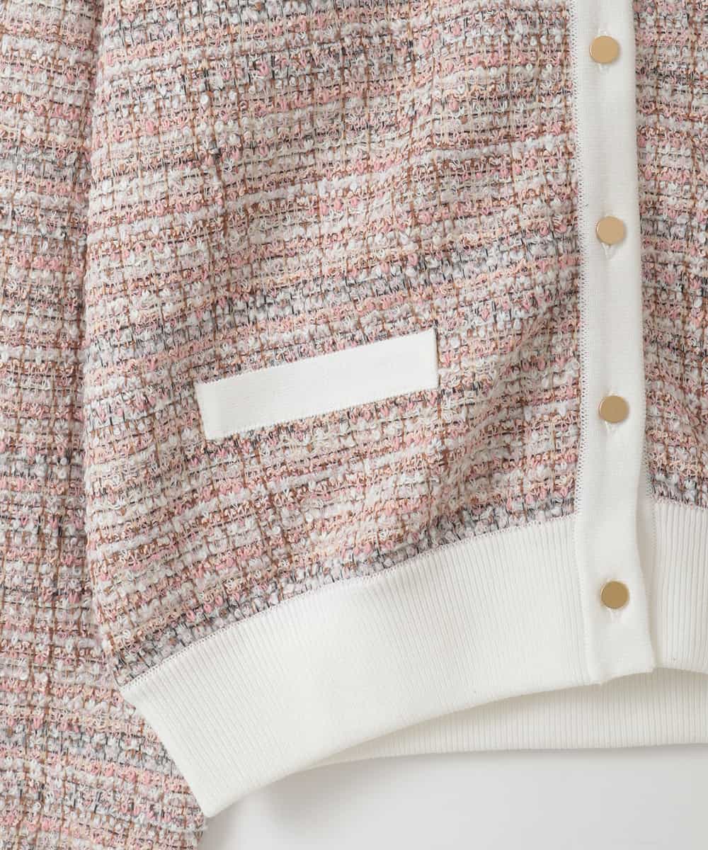 ZMSGE14150 al'aise modulation(アレーズモジュレーション) 【洗える】MIXファンシーツイードカーディガン ピンク