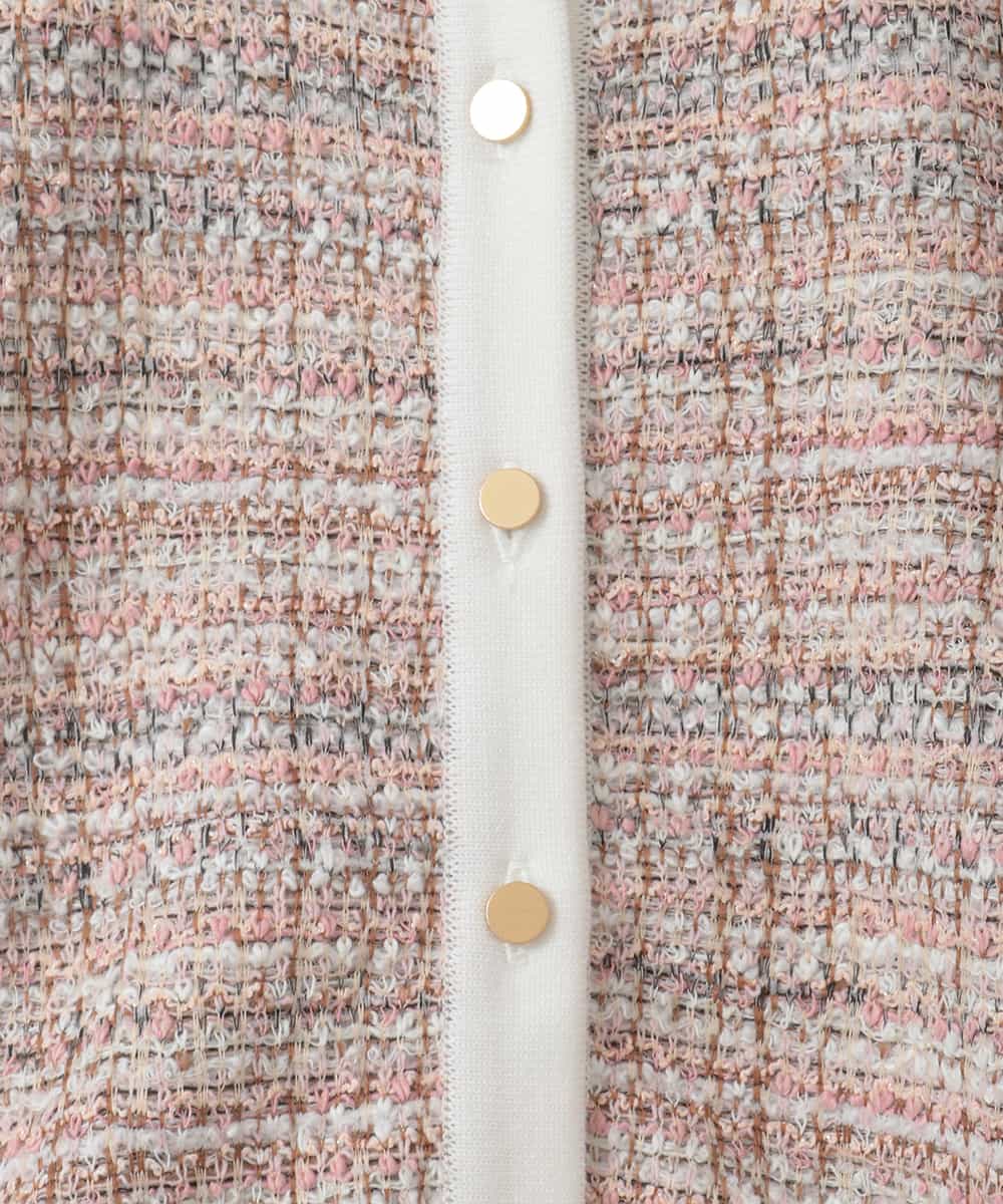 ZMSGE14150 al'aise modulation(アレーズモジュレーション) 【洗える】MIXファンシーツイードカーディガン ピンク