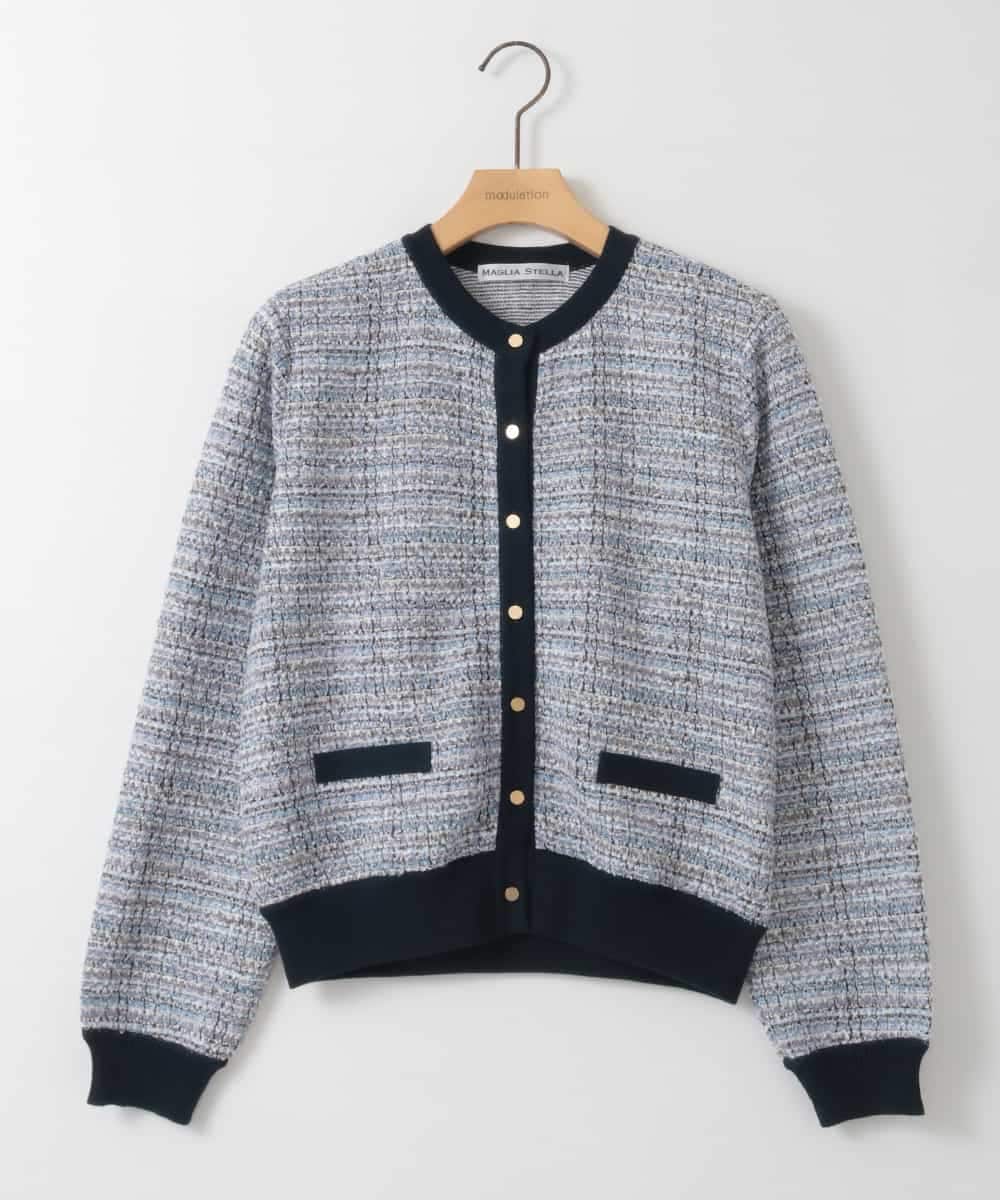 ZMSGE14150 al'aise modulation 【洗える】MIXファンシーツイードカーディガン
