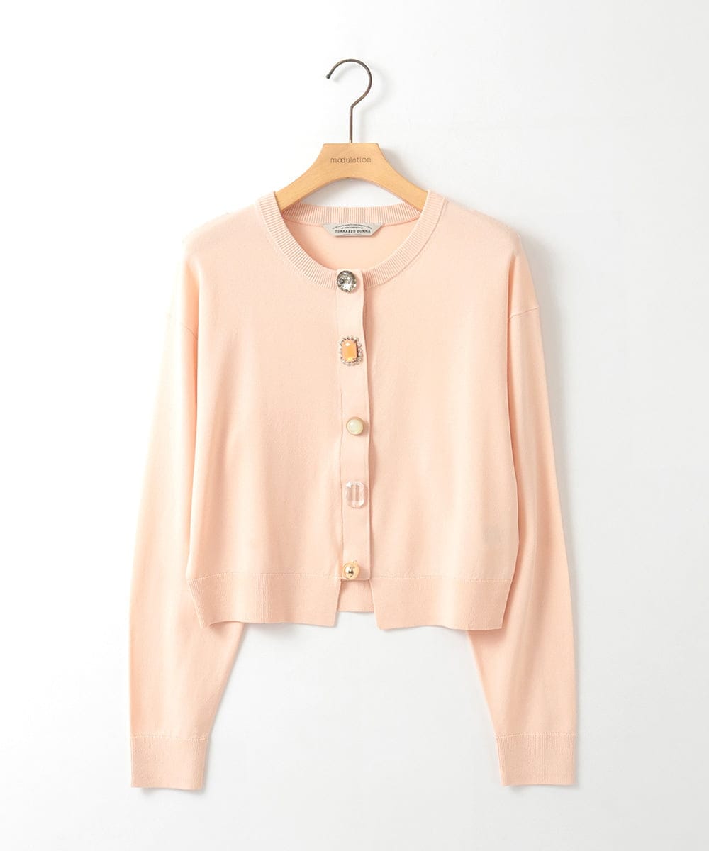 ZMSGE15170 al'aise modulation(アレーズモジュレーション) ビジューボタンニットカーディガン ピンク