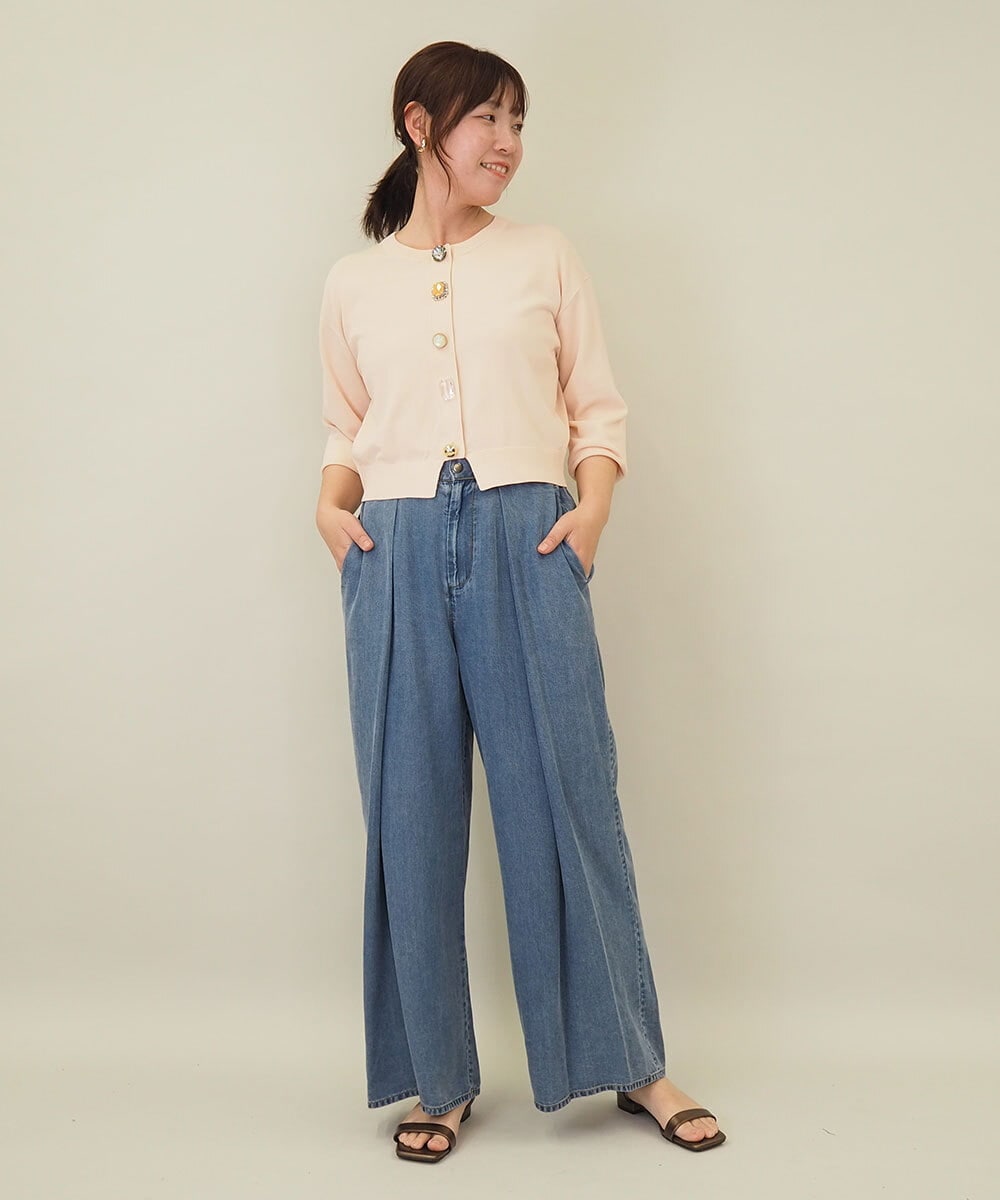 ZMSGE15170 al'aise modulation(アレーズモジュレーション) ビジューボタンニットカーディガン ピンク