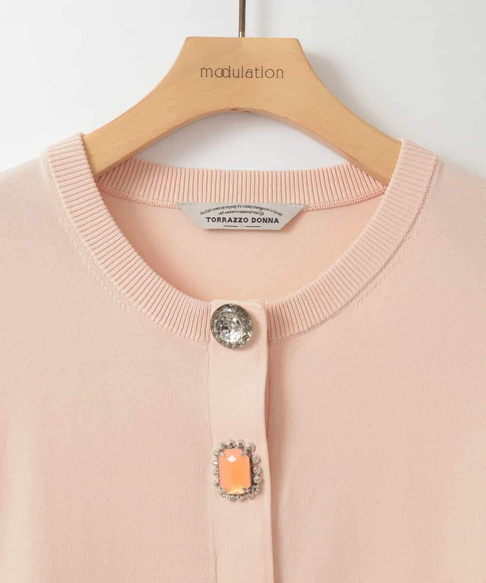 ZMSGE15170 al'aise modulation(アレーズモジュレーション) ビジューボタンニットカーディガン ピンク