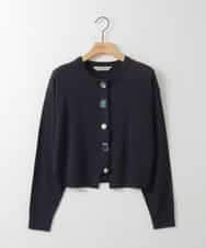 ZMSGE15170 al'aise modulation(アレーズモジュレーション) ビジューボタンニットカーディガン ネイビー
