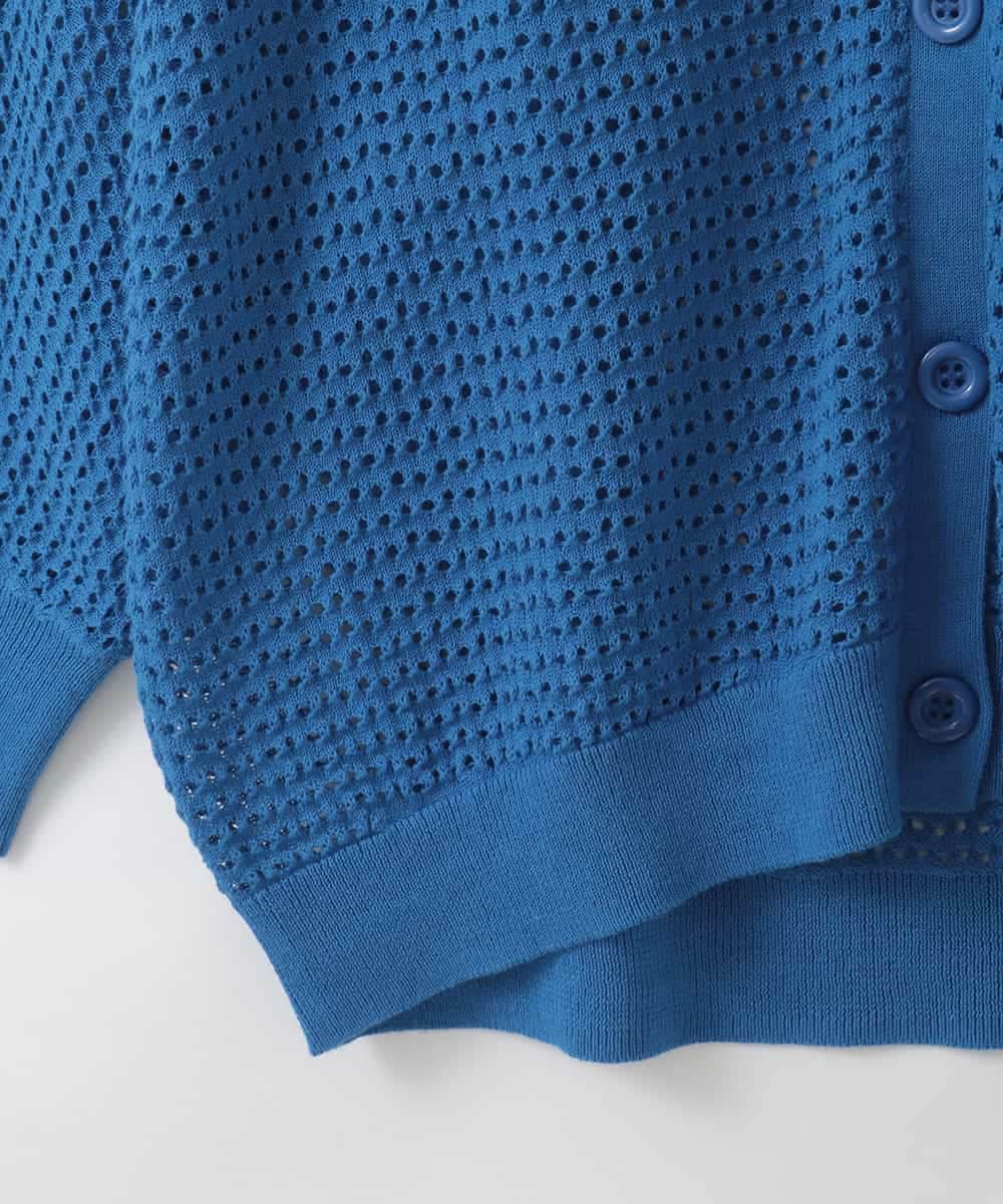 ZMSGE16110 al'aise modulation(アレーズモジュレーション) 【洗える】メッシュドルマンカーディガン ブルー