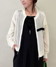 ZMSGE17128 al'aise modulation(アレーズモジュレーション) 配色デザインニットブルゾン アイボリー