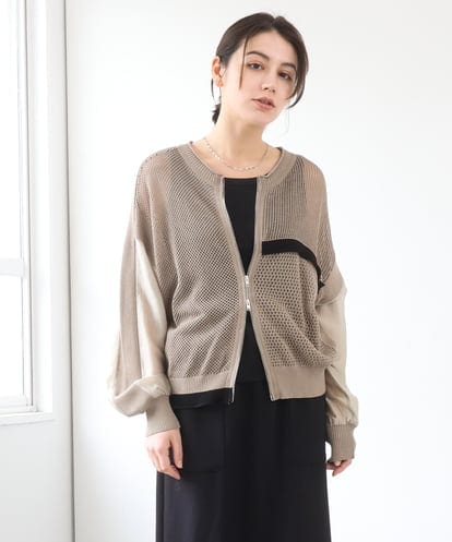 ZMSGE17128 al'aise modulation 配色デザインニットブルゾン