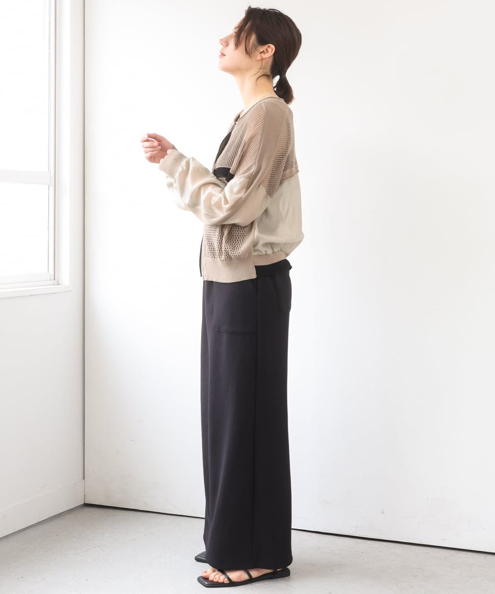 ZMSGE17128 al'aise modulation(アレーズモジュレーション) 配色デザインニットブルゾン ベージュ