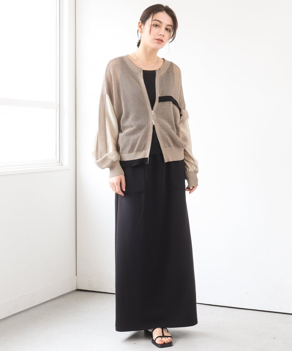 ZMSGE17128 al'aise modulation(アレーズモジュレーション) 配色デザインニットブルゾン ベージュ