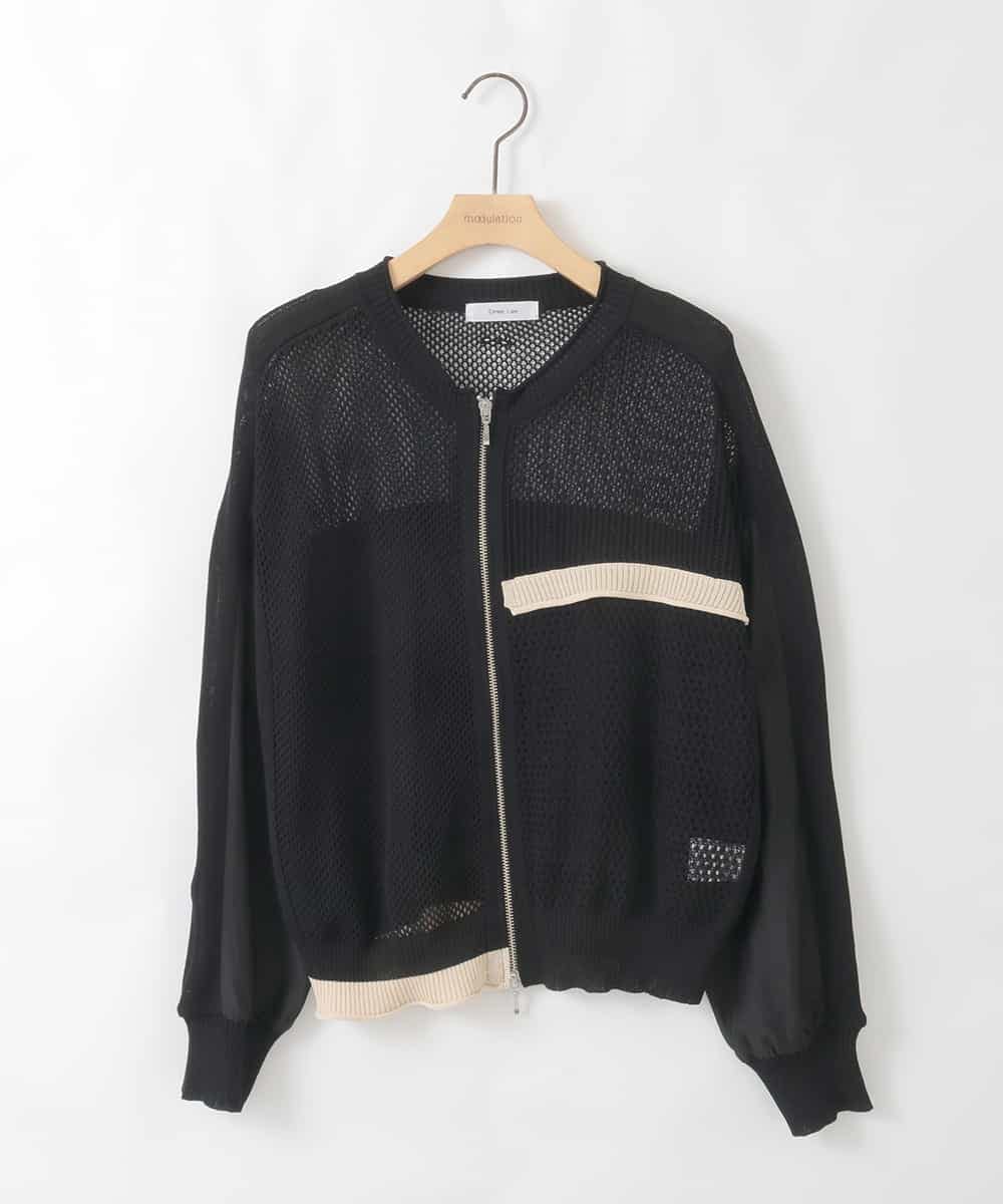 ZMSGE17128 al'aise modulation(アレーズモジュレーション) 配色デザインニットブルゾン ブラック