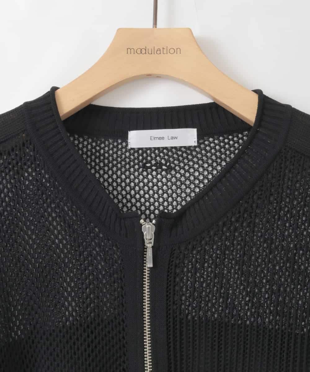 ZMSGE17128 al'aise modulation(アレーズモジュレーション) 配色デザインニットブルゾン ブラック