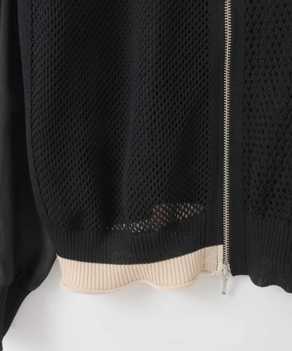 ZMSGE17128 al'aise modulation(アレーズモジュレーション) 配色デザインニットブルゾン ブラック