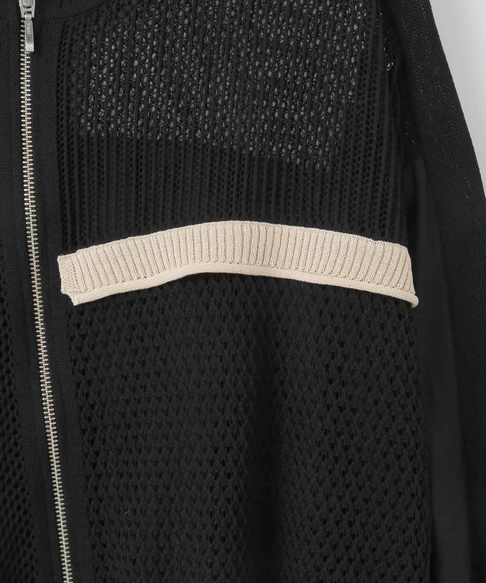 ZMSGE17128 al'aise modulation(アレーズモジュレーション) 配色デザインニットブルゾン ブラック