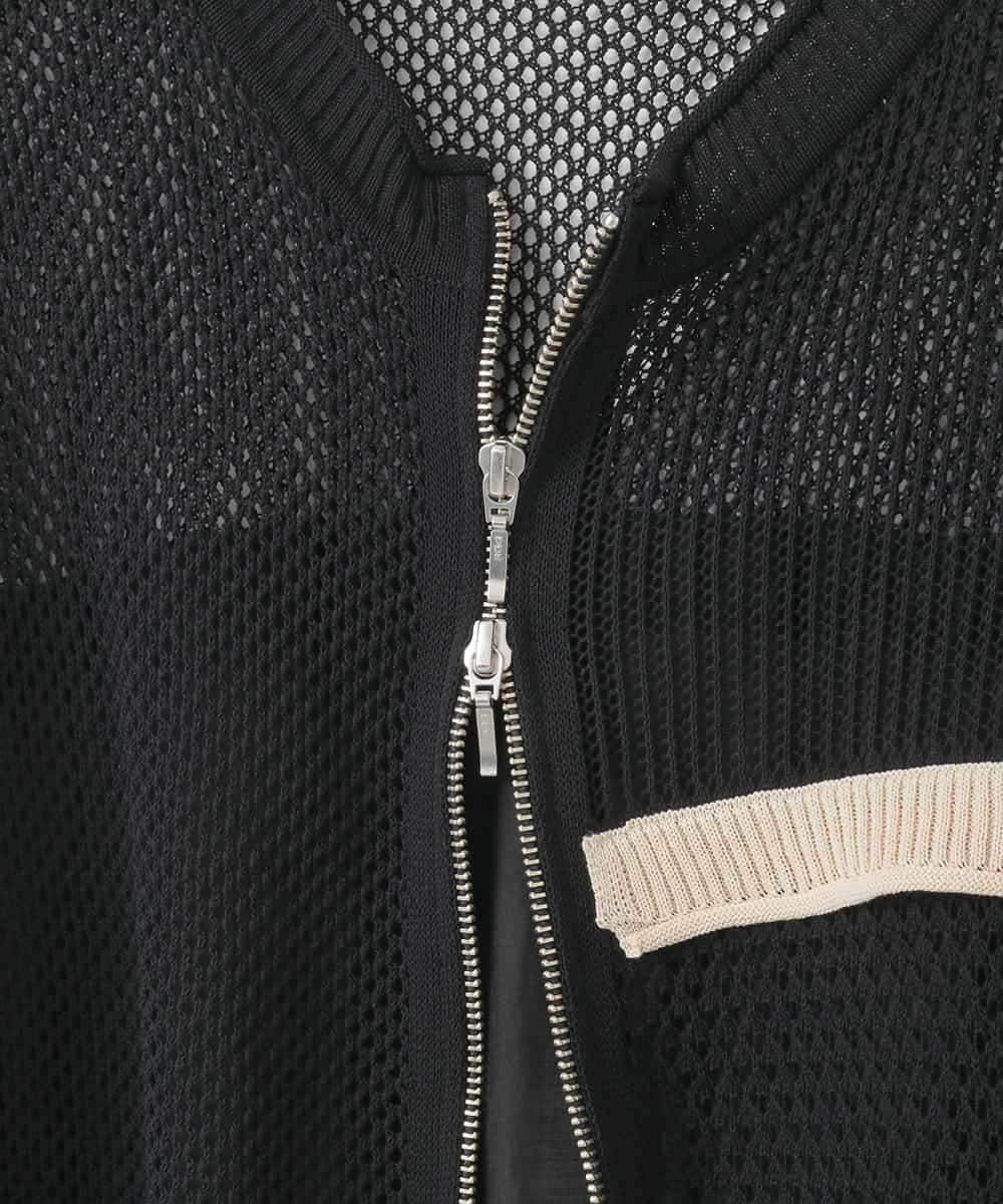 ZMSGE17128 al'aise modulation(アレーズモジュレーション) 配色デザインニットブルゾン ブラック