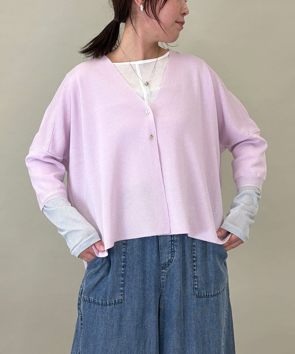 ZMSGE26110 al'aise modulation 【洗える】さらりスリットVネックカーディガン