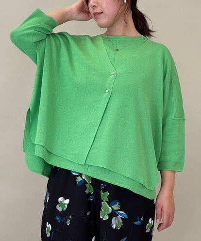 ZMSGE26110 al'aise modulation 【洗える】さらりスリットVネックカーディガン