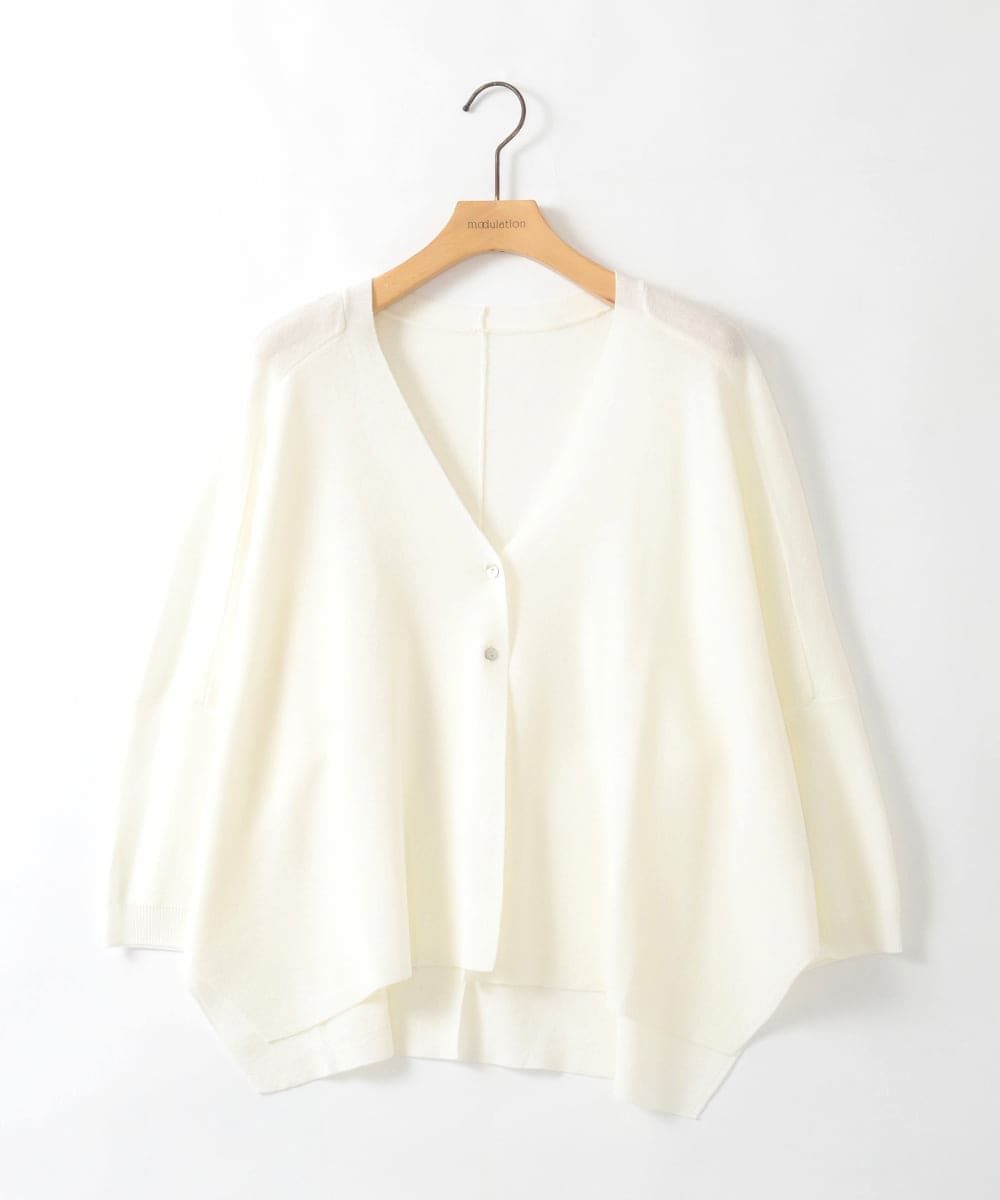 ZMSGE26110 al'aise modulation(アレーズモジュレーション) 【洗える】さらりスリットVネックカーディガン ホワイト