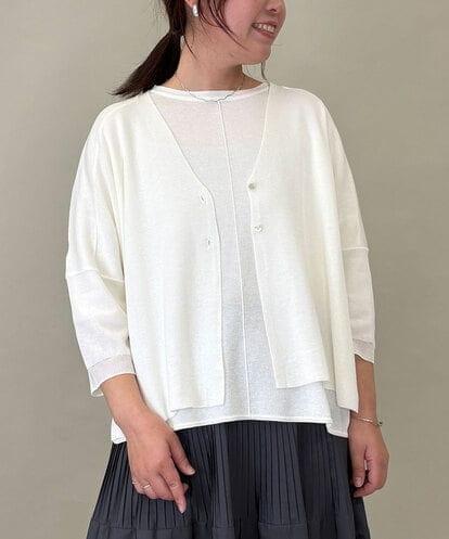 ZMSGE26110 al'aise modulation 【洗える】さらりスリットVネックカーディガン