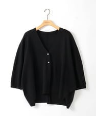 ZMSGE26110 al'aise modulation(アレーズモジュレーション) 【洗える】さらりスリットVネックカーディガン ブラック