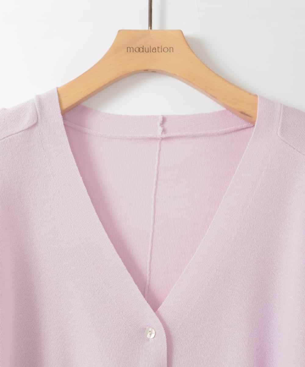 ZMSGE26110 al'aise modulation(アレーズモジュレーション) 【洗える】さらりスリットVネックカーディガン ピンク