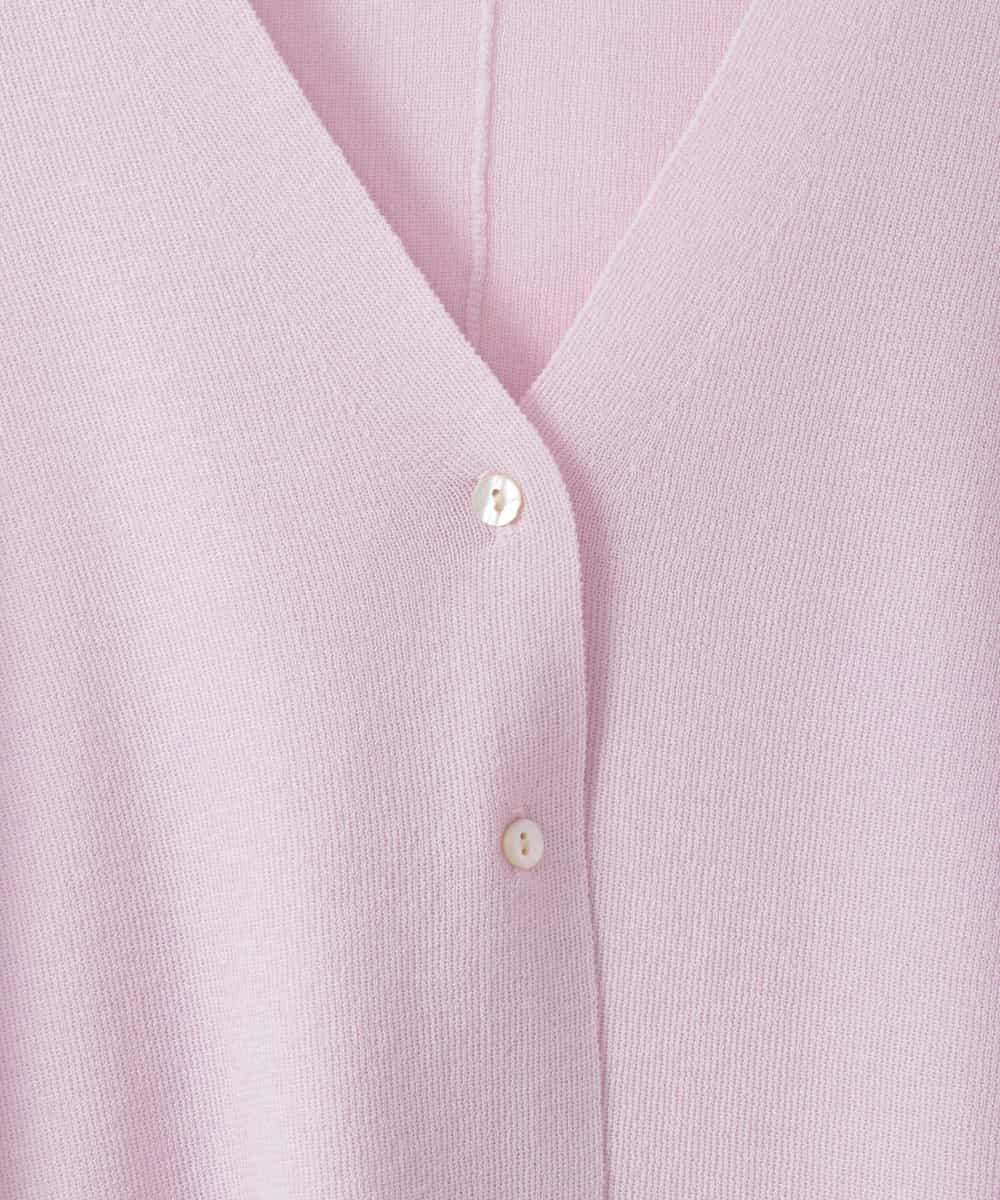 ZMSGE26110 al'aise modulation(アレーズモジュレーション) 【洗える】さらりスリットVネックカーディガン ピンク