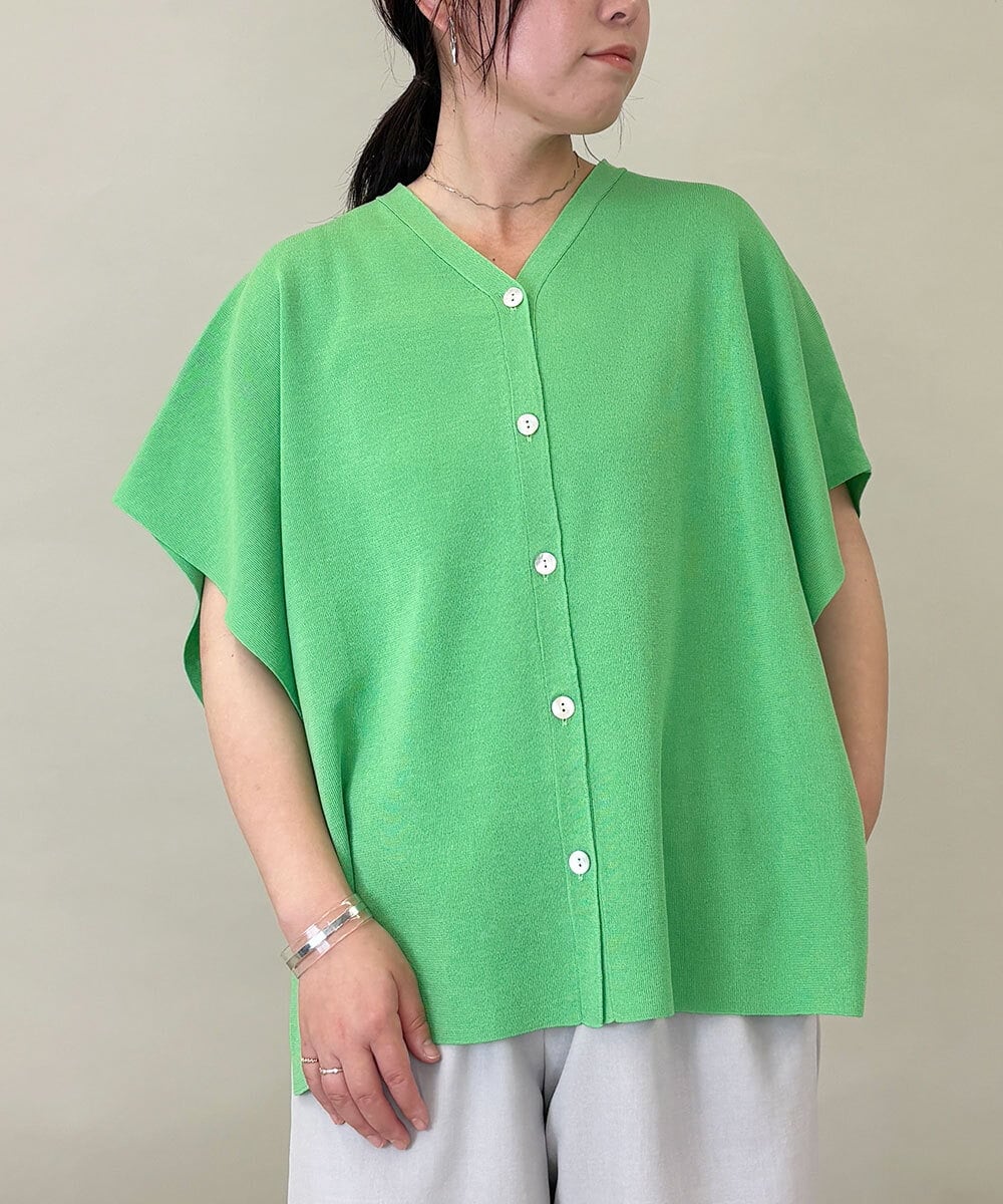 ZMSGE27110 al'aise modulation(アレーズモジュレーション) 【洗える】さらり2WAYカーディガン グリーン