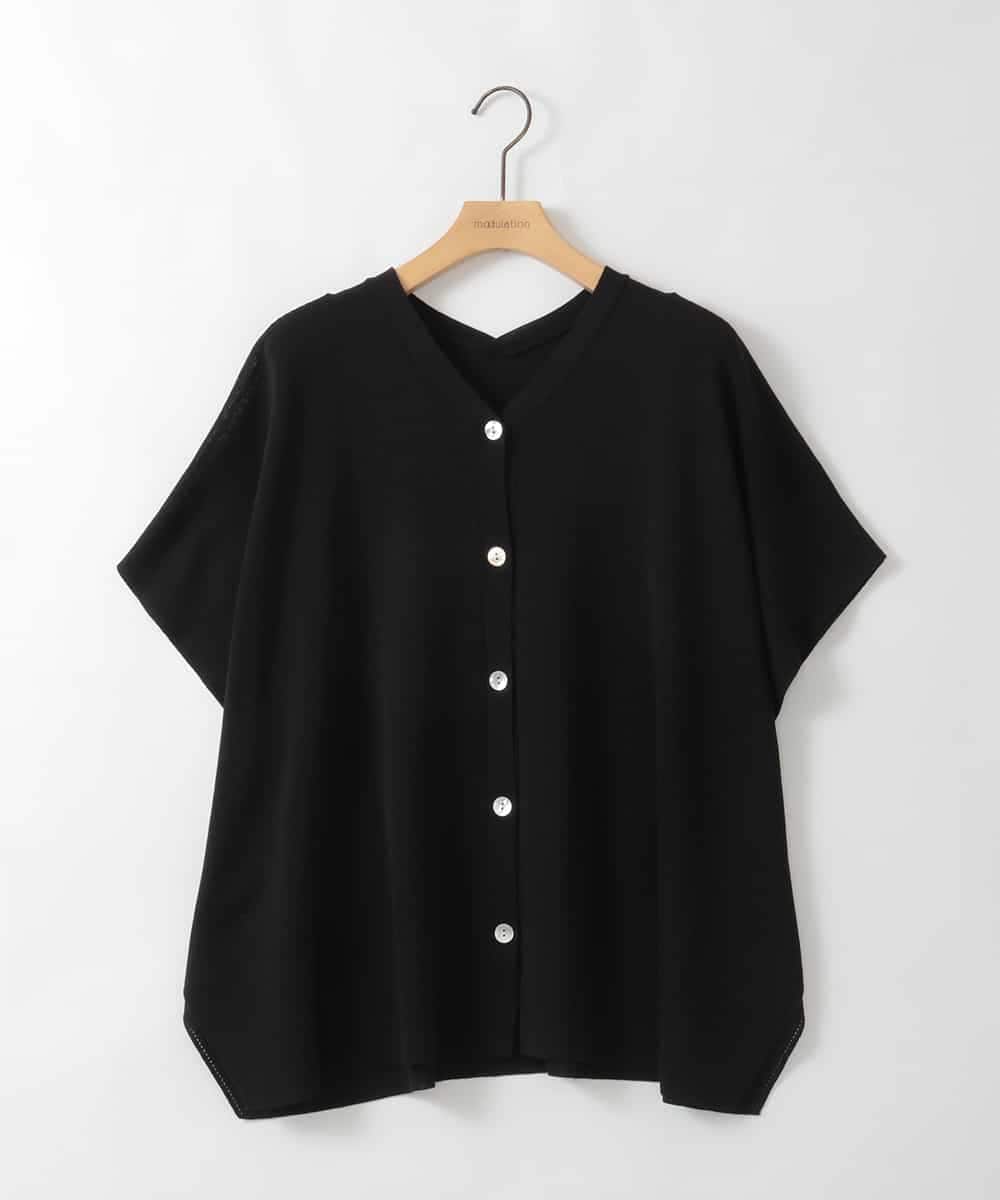 ZMSGE27110 al'aise modulation(アレーズモジュレーション) 【洗える】サラッと2WAYカーディガン ブラック