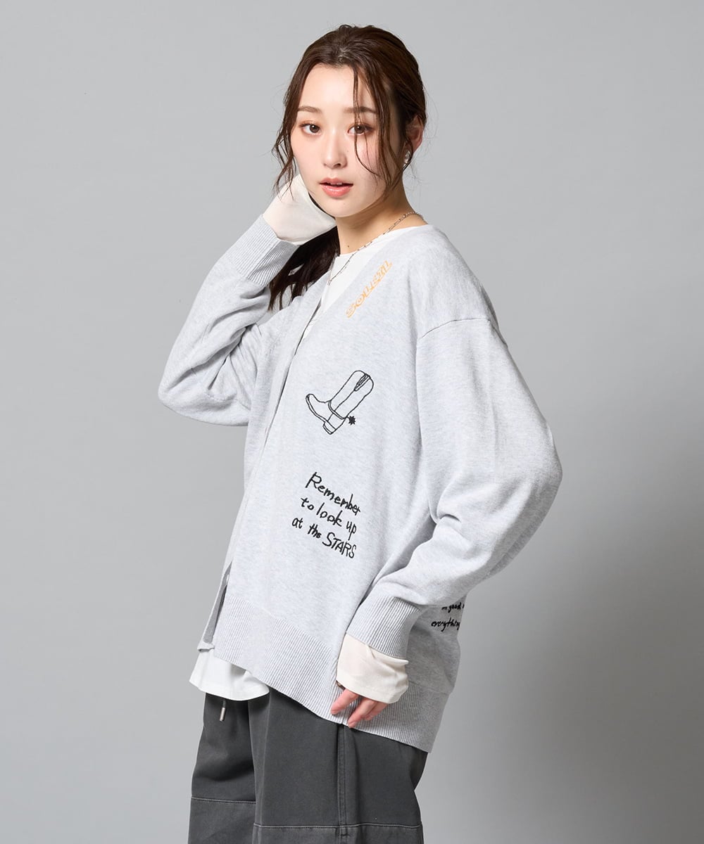 ZMSJE05160 al'aise modulation モチーフ刺繍カーディガン