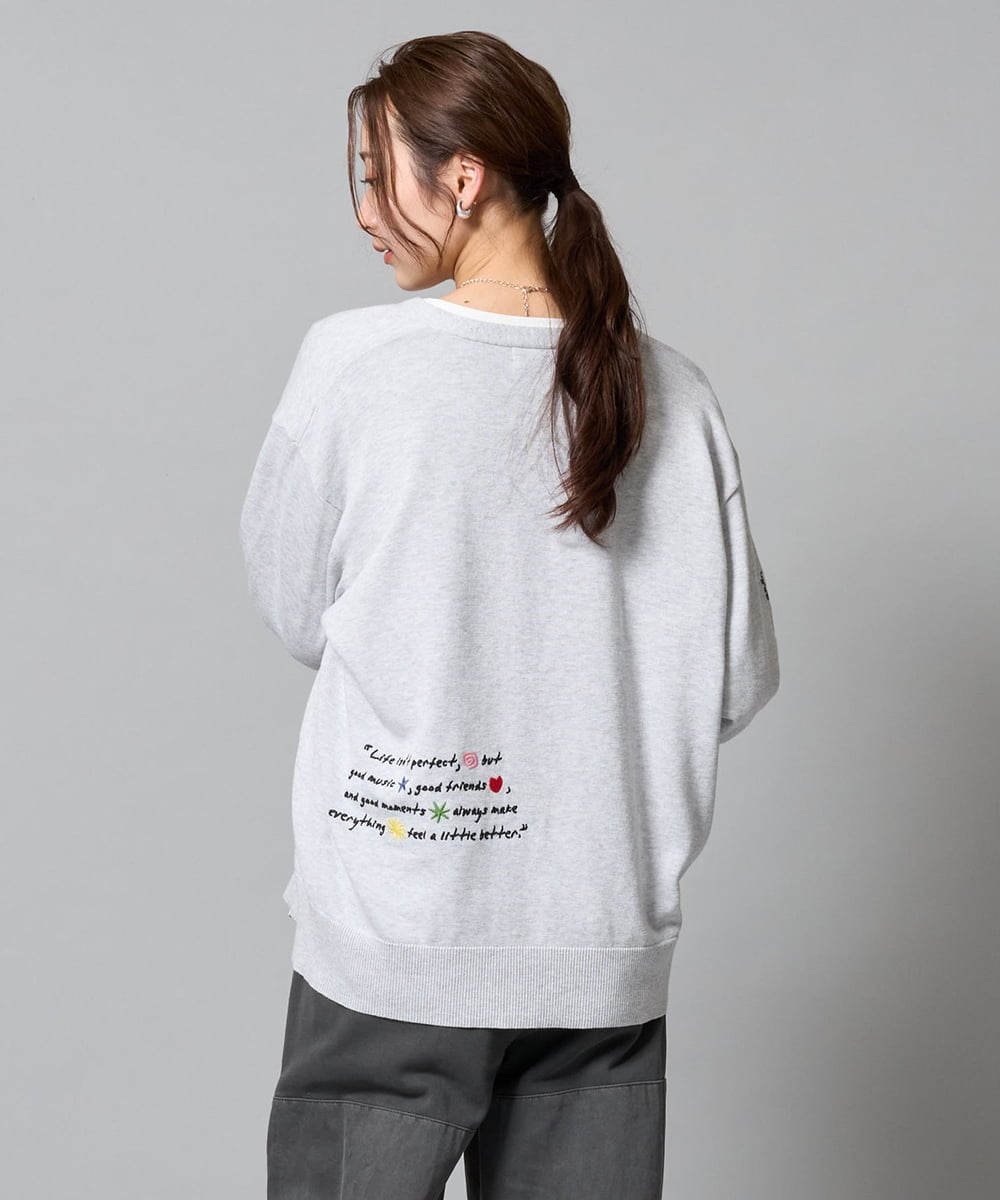 ZMSJE05160 al'aise modulation(アレーズモジュレーション) モチーフ刺繍カーディガン ライトグレー