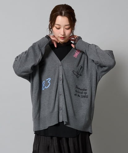 ZMSJE05160 al'aise modulation モチーフ刺繍カーディガン