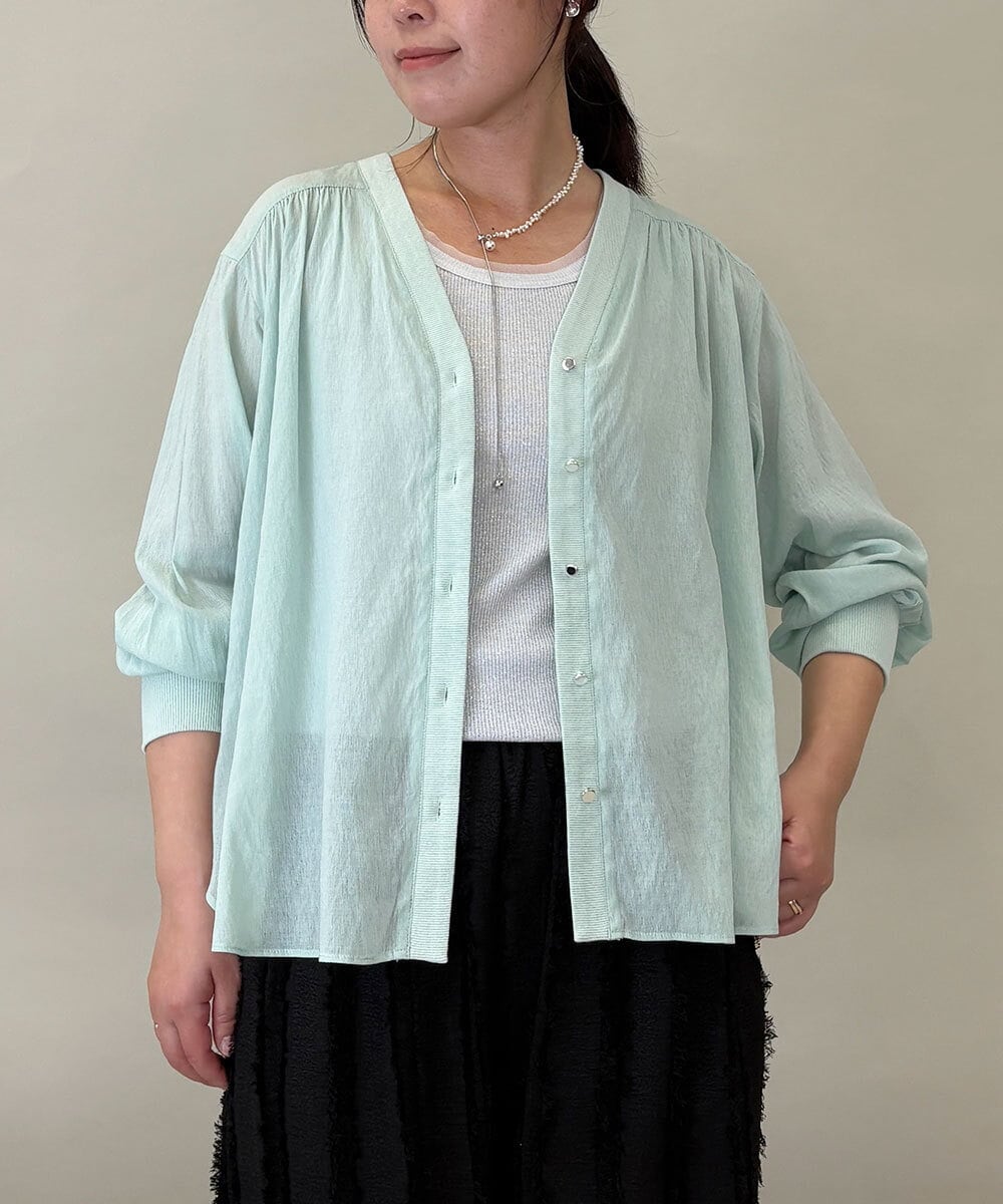 ZMTGE10095 al'aise modulation 【洗える】エアリーシアーリブポイントカーディガン