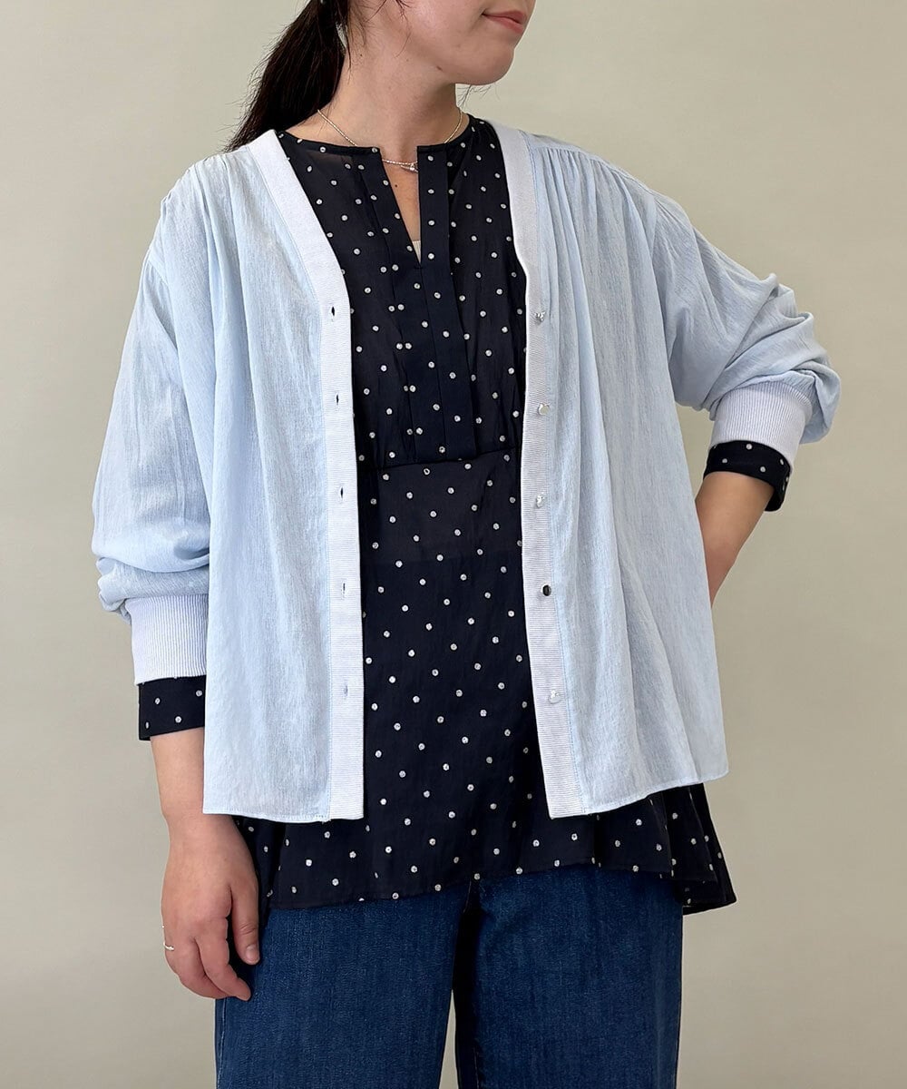 ZMTGE10095 al'aise modulation 【洗える】エアリーシアーリブポイントカーディガン