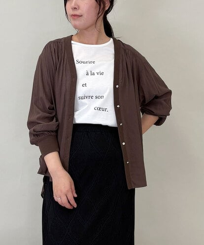 ZMTGE10095 al'aise modulation 【洗える】エアリーシアーリブポイントカーディガン