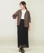 ZMTGE10095 al'aise modulation(アレーズモジュレーション) 【洗える】エアリーシアーリブポイントカーディガン ブラウン