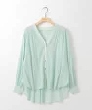 ZMTGE10095 al'aise modulation(アレーズモジュレーション) 【洗える】エアリーシアーリブポイントカーディガン グリーン