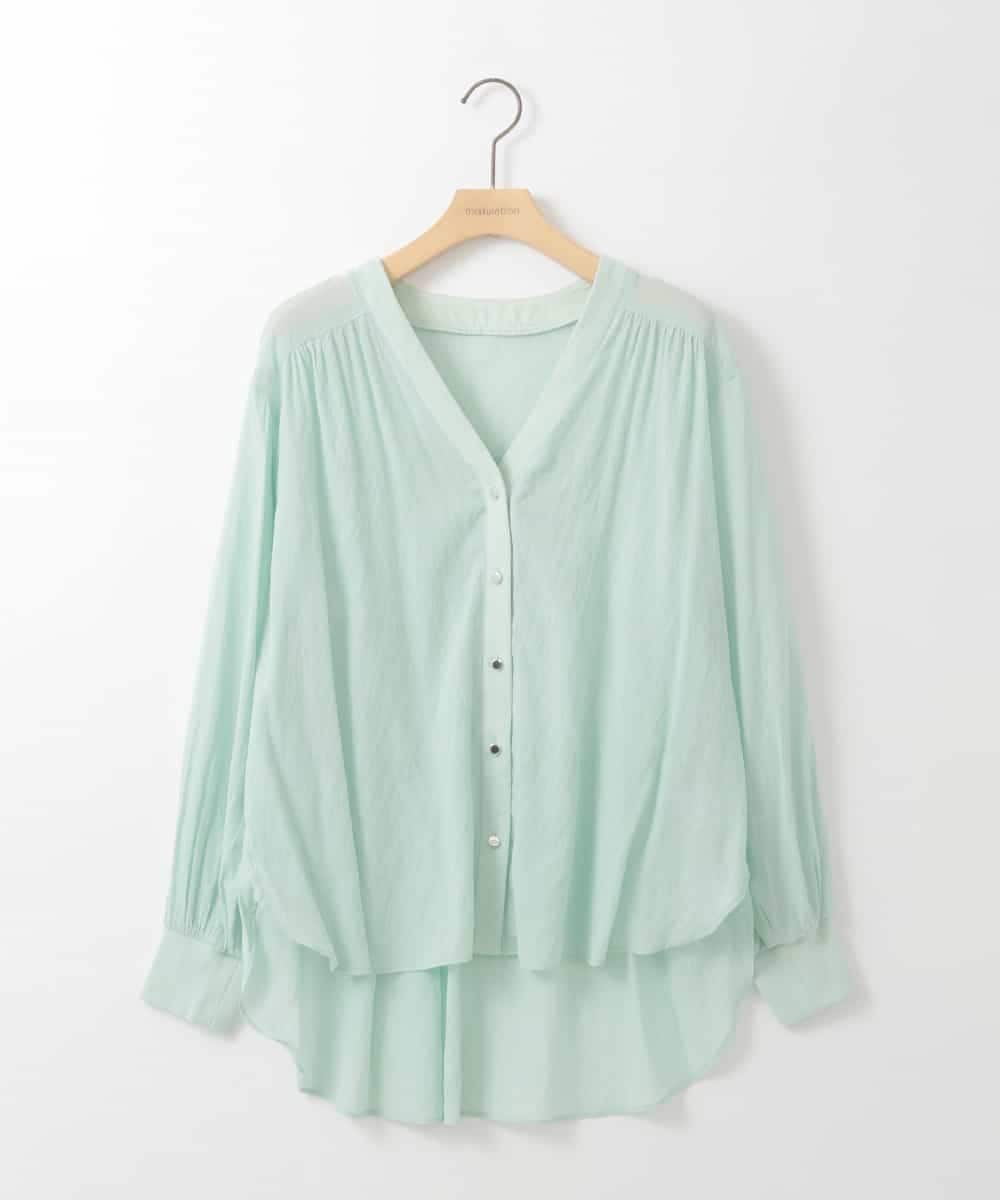 ZMTGE10095 al'aise modulation(アレーズモジュレーション) 【洗える】エアリーシアーリブポイントカーディガン グリーン