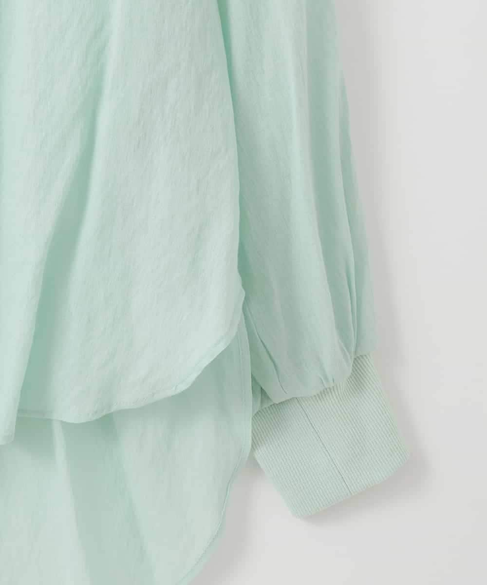 ZMTGE10095 al'aise modulation(アレーズモジュレーション) 【洗える】エアリーシアーリブポイントカーディガン グリーン