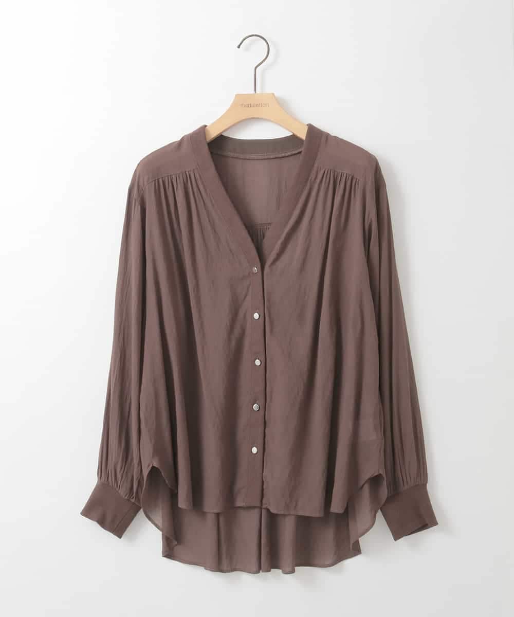 ZMTGE10095 al'aise modulation(アレーズモジュレーション) 【洗える】エアリーシアーリブポイントカーディガン ブラウン