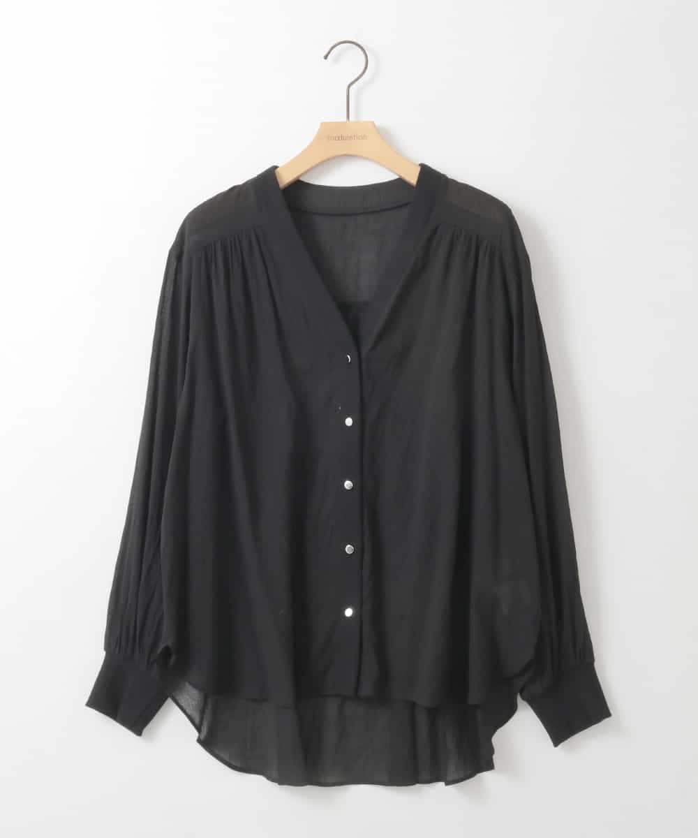 ZMTGE10095 al'aise modulation(アレーズモジュレーション) 【洗える】エアリーシアーリブポイントカーディガン ブラック