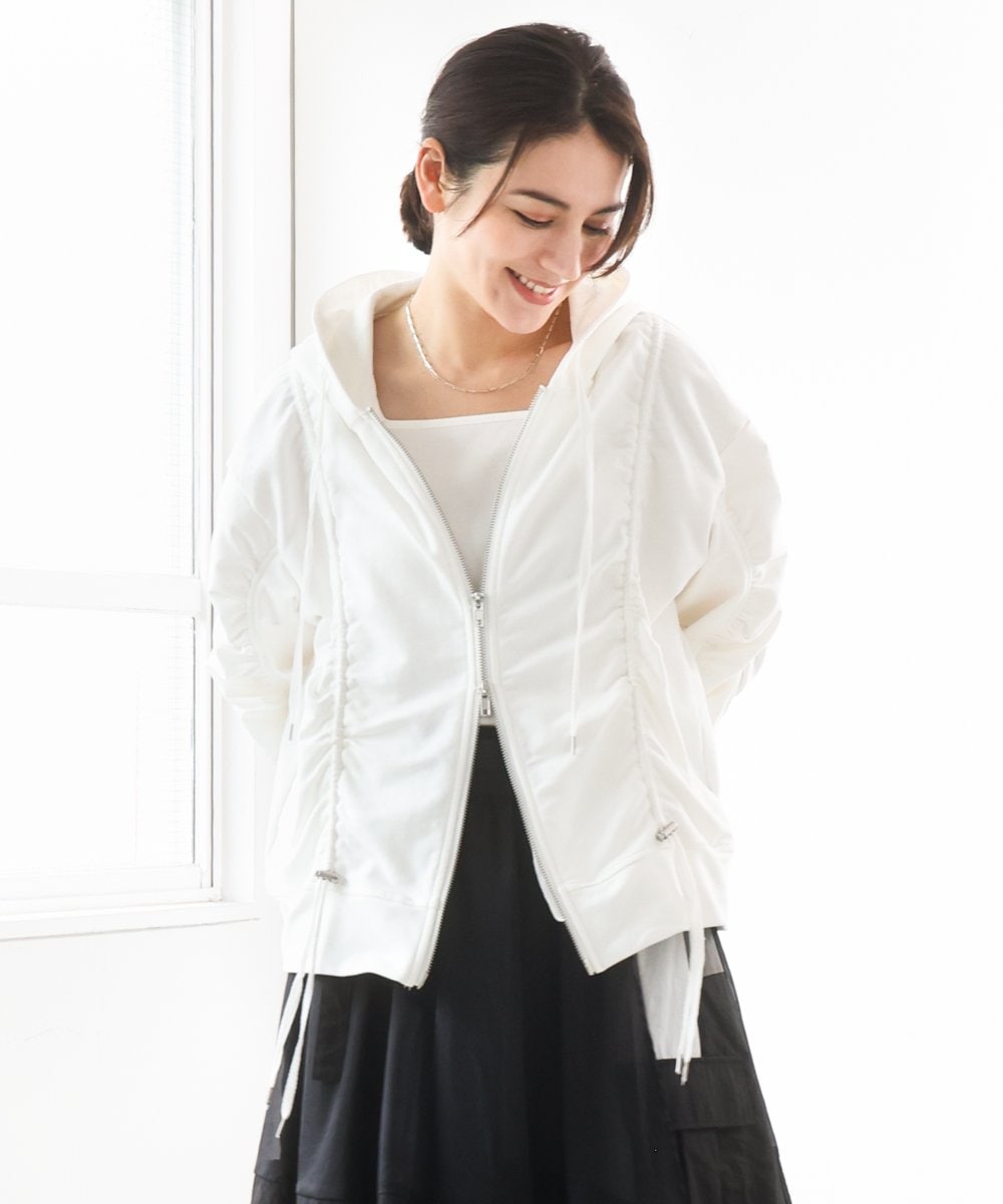 ZMTGE11150 al'aise modulation(アレーズモジュレーション) ドロストコードパーカー ホワイト