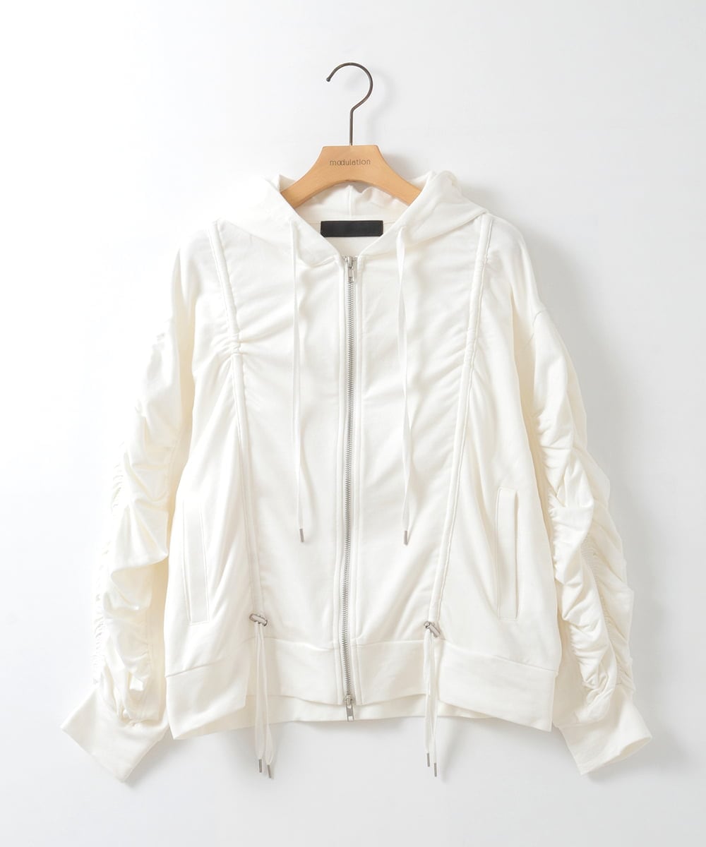 ZMTGE11150 al'aise modulation(アレーズモジュレーション) ドロストコードパーカー ホワイト