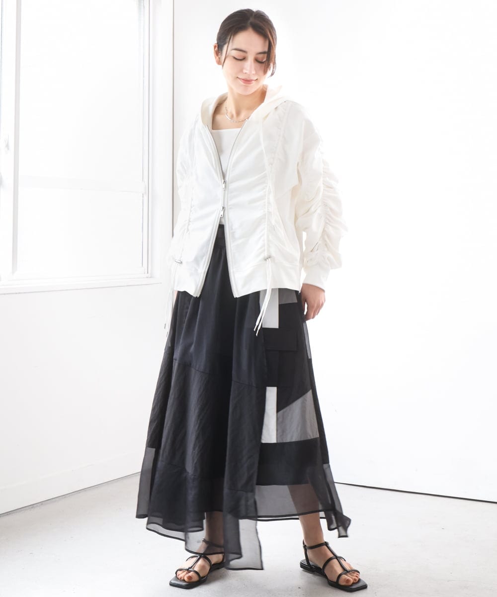 ZMTGE11150 al'aise modulation(アレーズモジュレーション) ドロストコードパーカー ホワイト