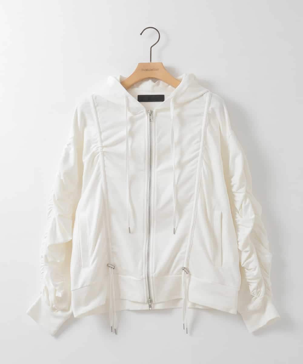 ZMTGE11150 al'aise modulation(アレーズモジュレーション) ドロストコードパーカー ホワイト
