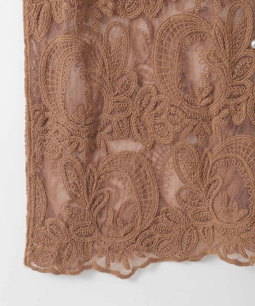 ZMTGE14110 al'aise modulation(アレーズモジュレーション) 【2WAY】レース刺繍ジレ ベージュ