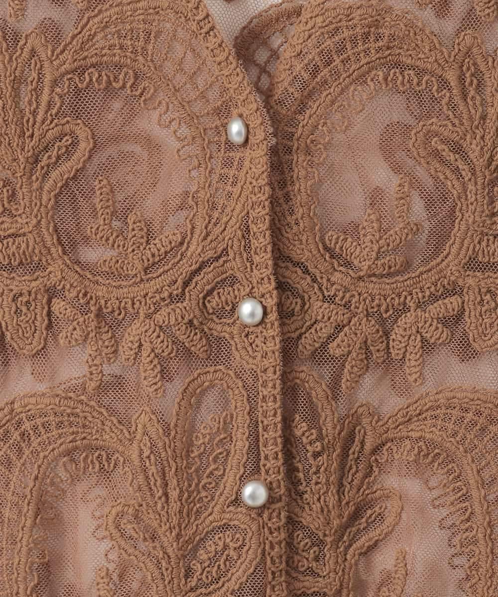 ZMTGE14110 al'aise modulation(アレーズモジュレーション) 【2WAY】レース刺繍ジレ ベージュ