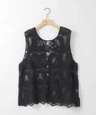 ZMTGE14110 al'aise modulation(アレーズモジュレーション) 【2WAY】レース刺繍ジレ ブラック