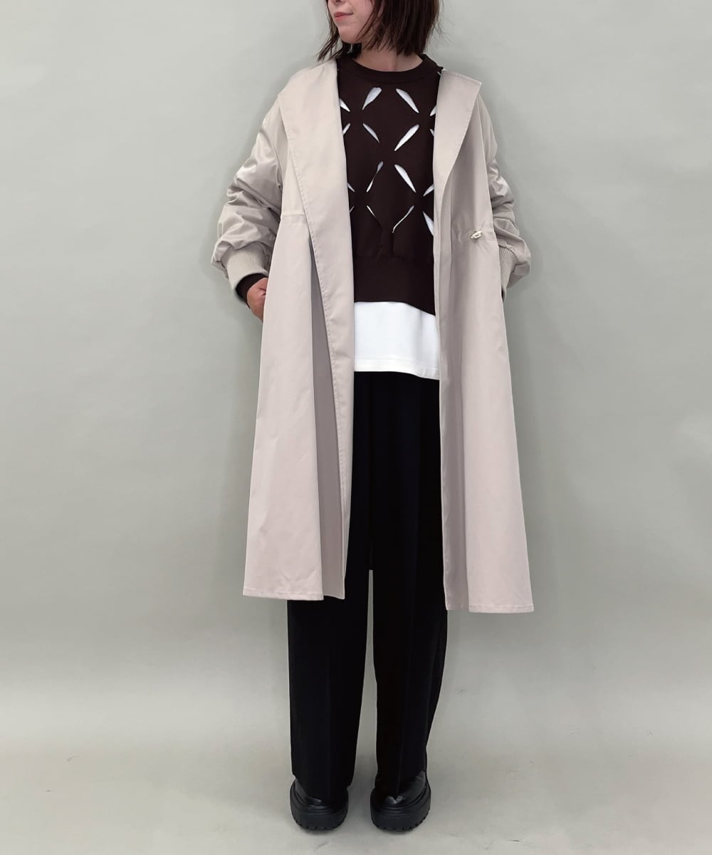 ZMUAE22178 al'aise modulation(アレーズモジュレーション) ノーカラードロストロングコート グレー