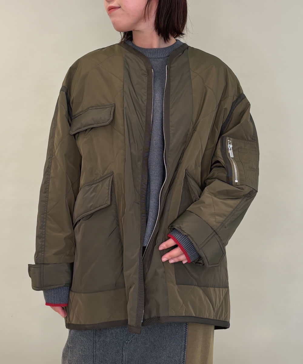 ZMUAE23280 al'aise modulation(アレーズモジュレーション) 異素材切り替えミリタリーライクブルゾン カーキ